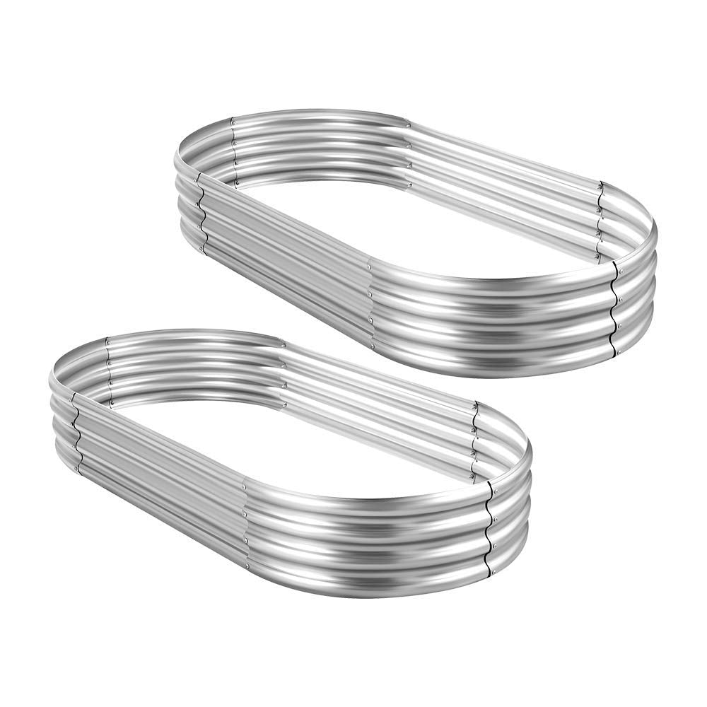 Land Guard Galvanized Raised Garden Bed Kit, Galvanized Planter Garden Boxes Outdoor, Oval Large Metal for Vegetables…………