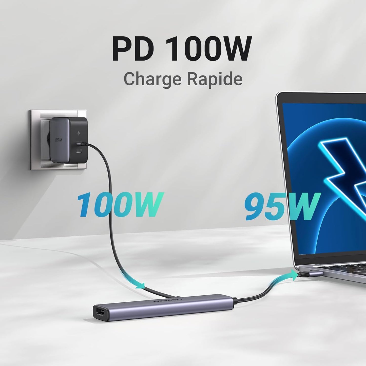 UGREEN Revodok 105 USB C Hub 5 in 1 Multiport Adapter 4K HDMI, 100W Power Delivery, 3 USB-A Data Ports, USB C Dongle for MacBook Pro/Air, iPad Pro, iMac, iPhone 15 Pro/Pro Max, XPS, Thinkpad
