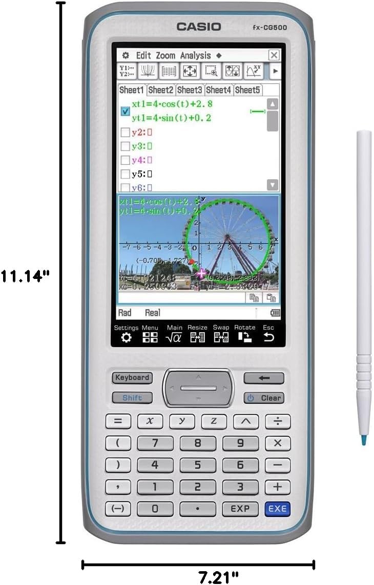 Casio fx-CG500 Graphing Calculator – Touchscreen with Stylus | CAS Functionality, Drag-and-Drop | Ideal for Advanced Math, Calculus & Engineering