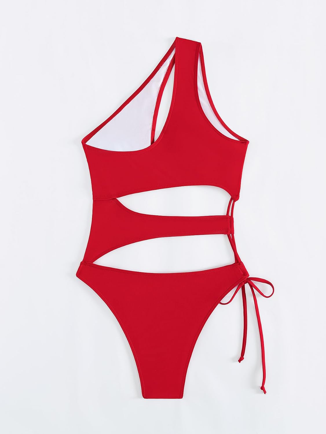 Limeeke Women's One Shoulder One Piece Swimsuit Sexy Cutout Swimwear Hollow Out High Cut Bathing Suit