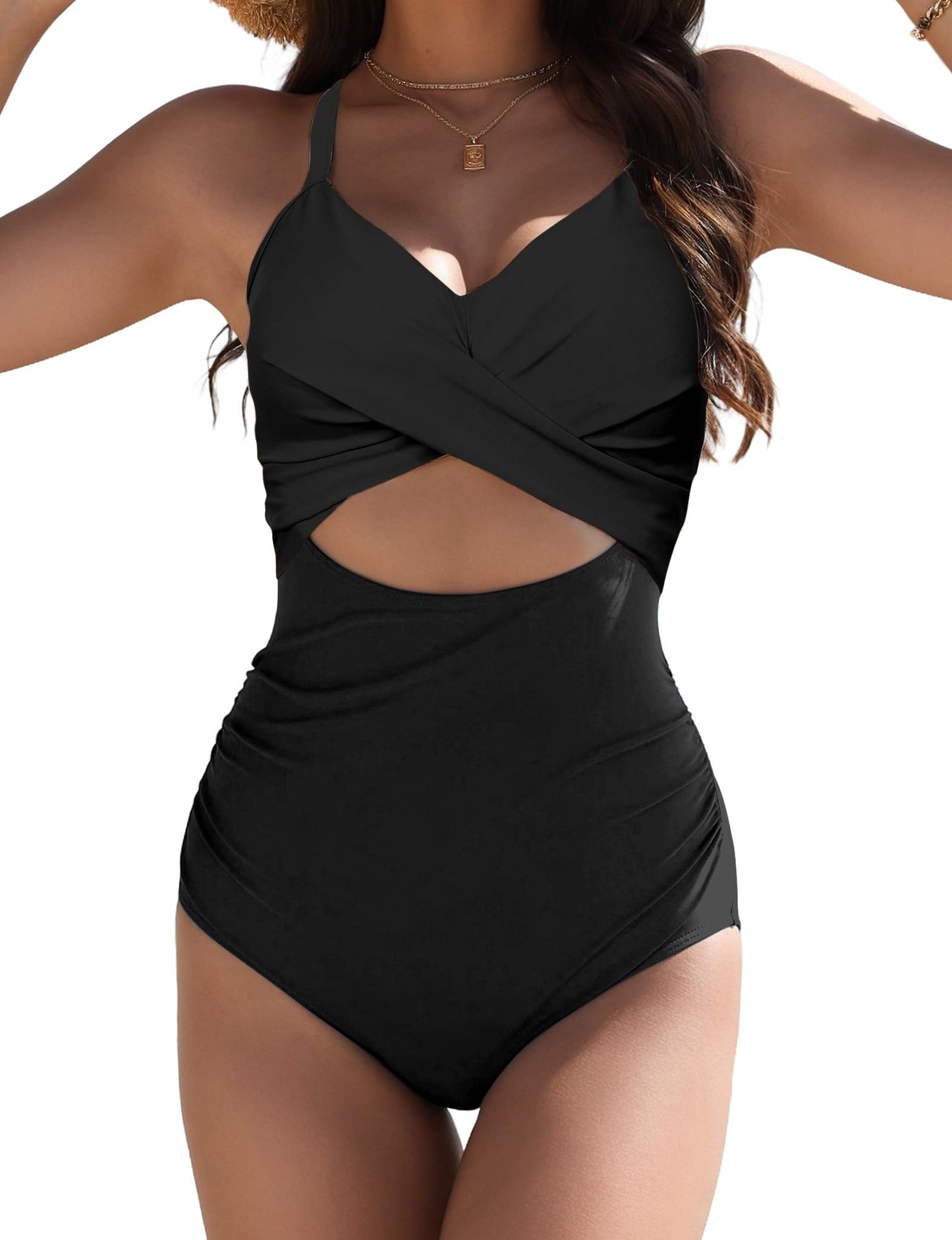 Buauty Women's One Piece Swimsuit Tummy Control Bathing Suits Sexy Cutout Swimwear Full Coverage Swim Suits for Women 2025