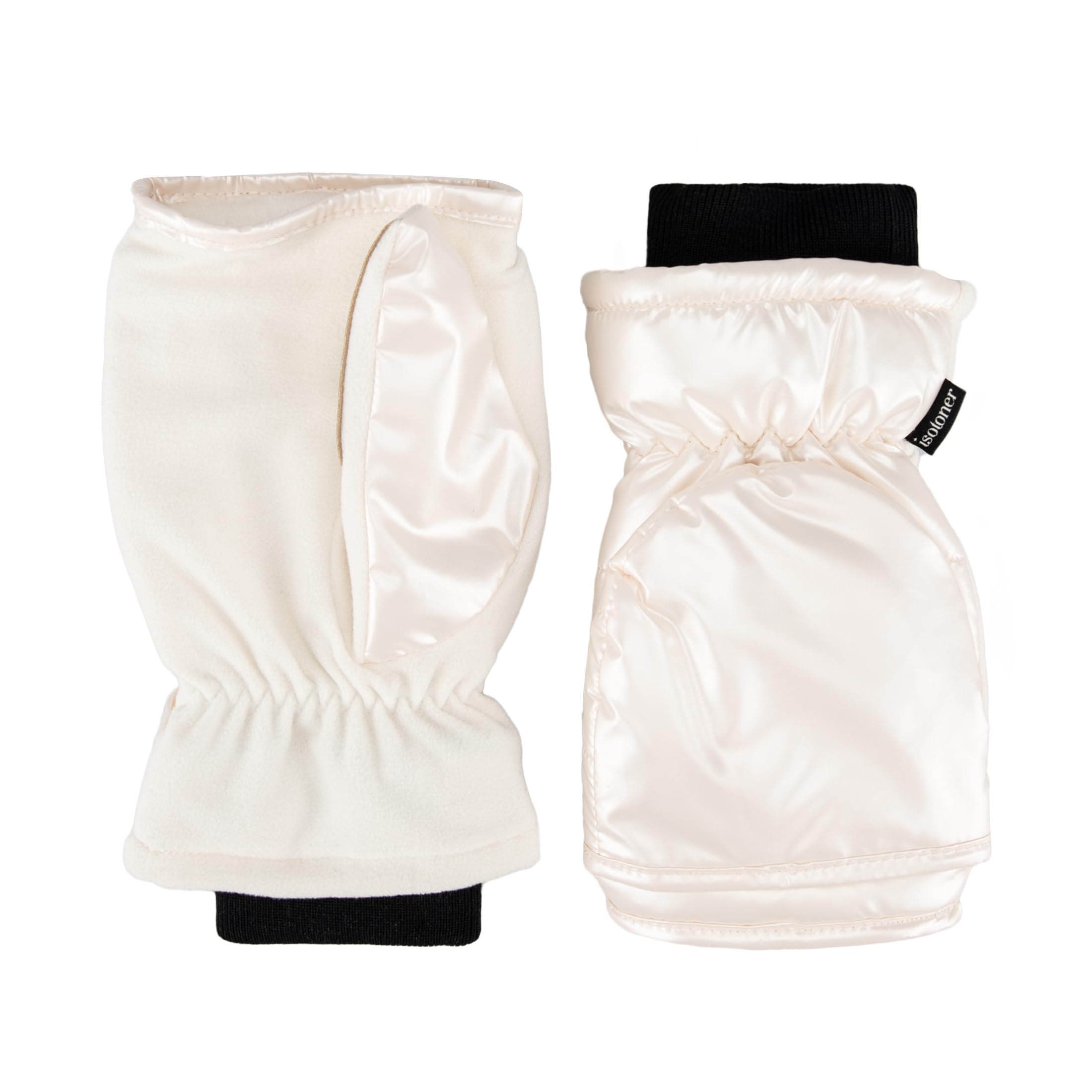 isotoner womens Water Repellent Touchscreen Iridescent Sleekheat Gloves and Flip Top Mittens