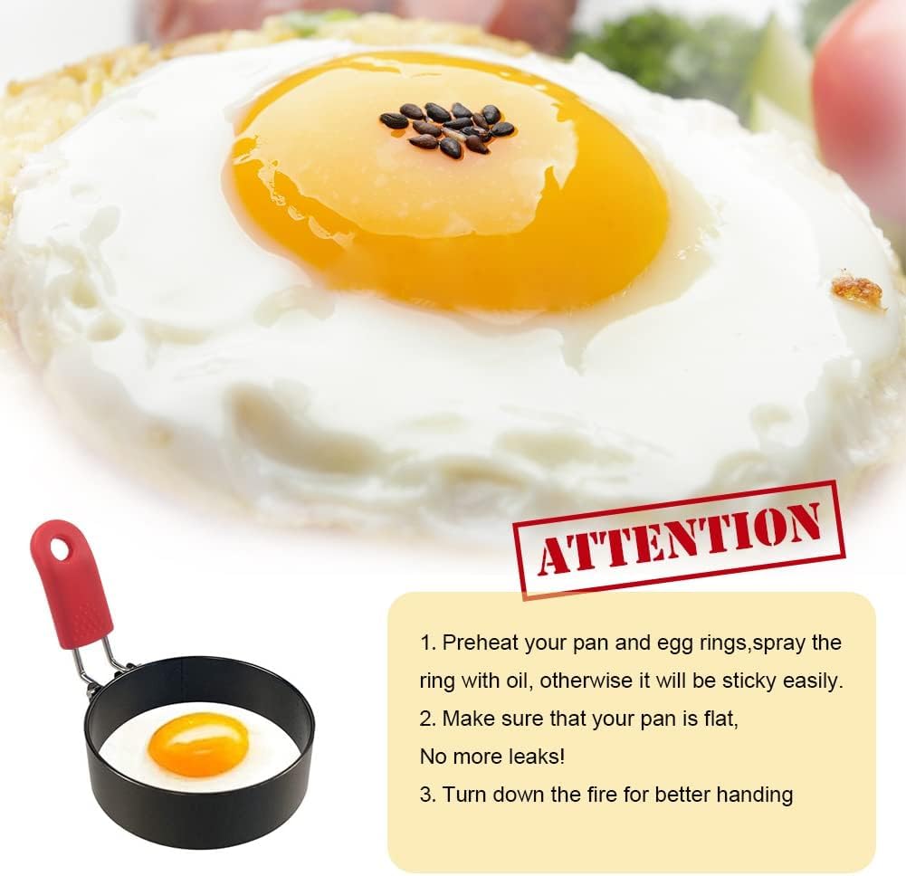 3.5 inch Egg Rings for Frying Eggs,4 Pack Non-Stick Egg Patty Maker, Pancake Mold for Indoor Camping Breakfast Sandwiches Egg Mcmuffins (4 pack, 3.5inch)