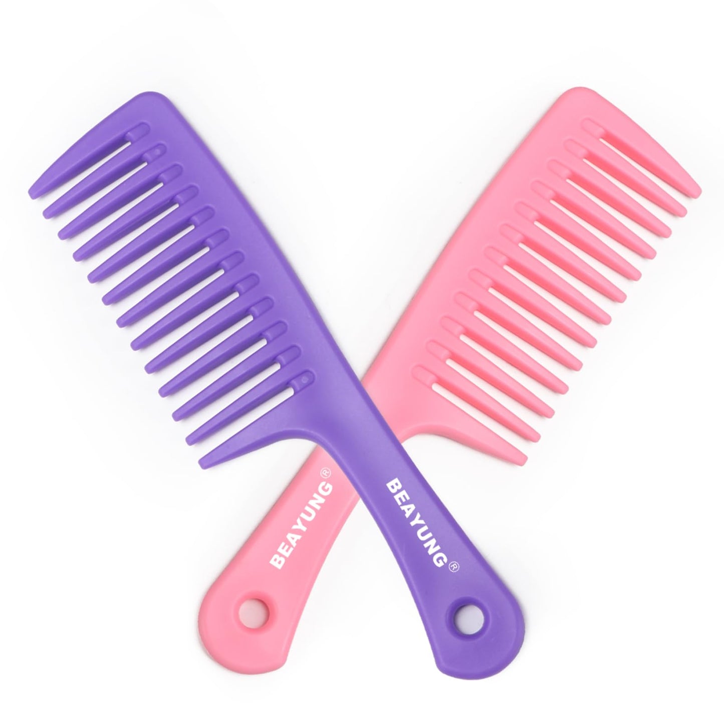 2PCS Large Wide Tooth Comb, Shower Combs, Hair comb for wet curly hair, Durable Hair Brush for Best Styling and Professional Hair Care(2Black)