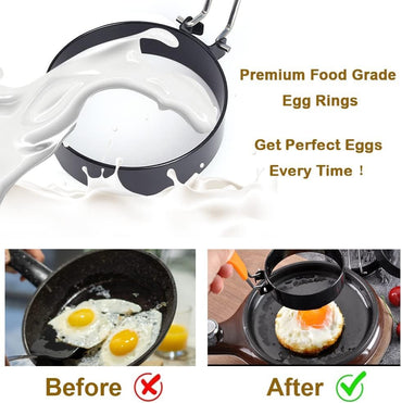 3.5 inch Egg Rings for Frying Eggs,4 Pack Non-Stick Egg Patty Maker, Pancake Mold for Indoor Camping Breakfast Sandwiches Egg Mcmuffins (4 pack, 3.5inch)