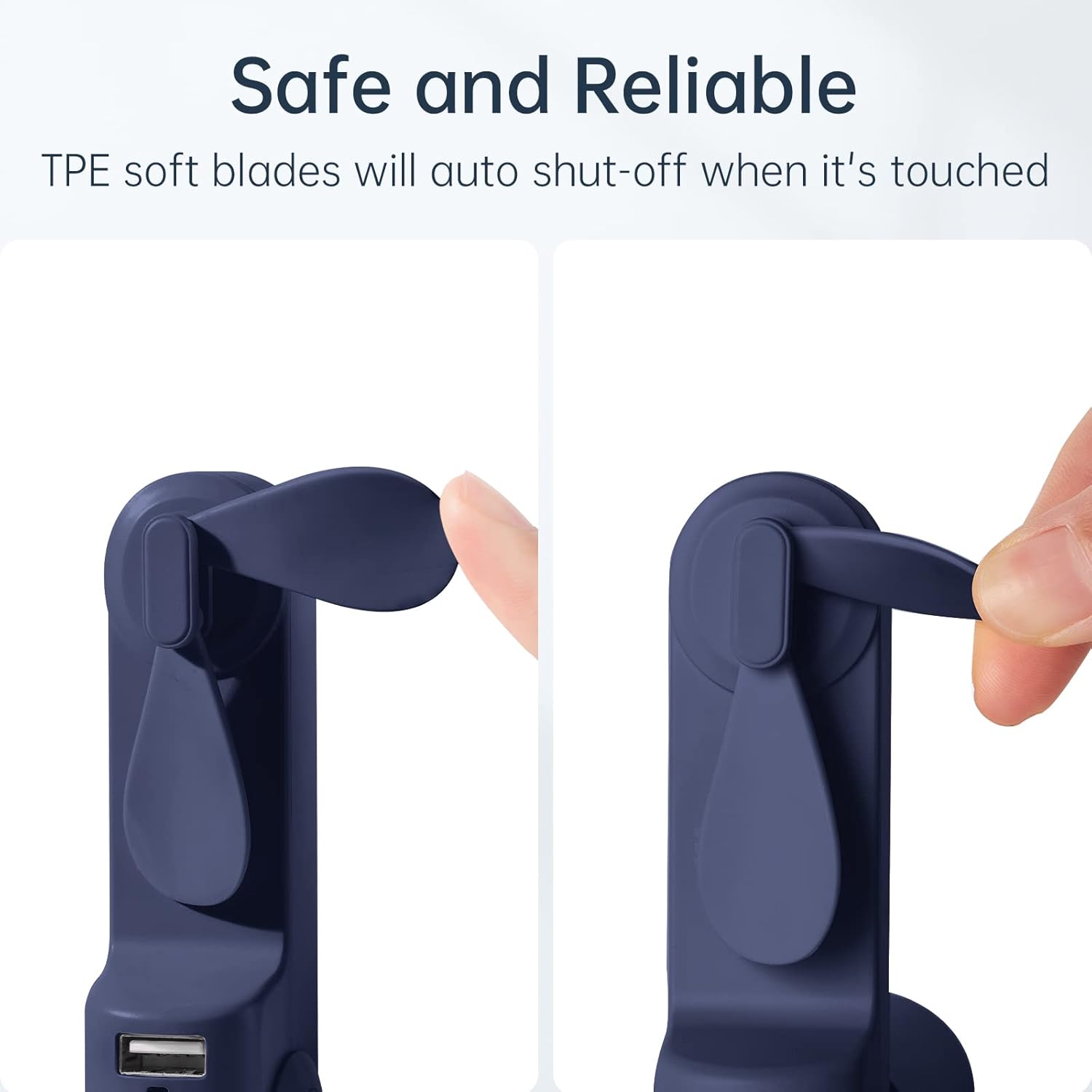 JISULIFE Portable Handheld Fan, Mini 3 In 1 with Rechargeable Battery, Personal Pocket Fan for Travel, Outdoor, USB Power Bank, Flashlight, Essential Ideal Gifts for Men/Women/Family/Friends - Blue