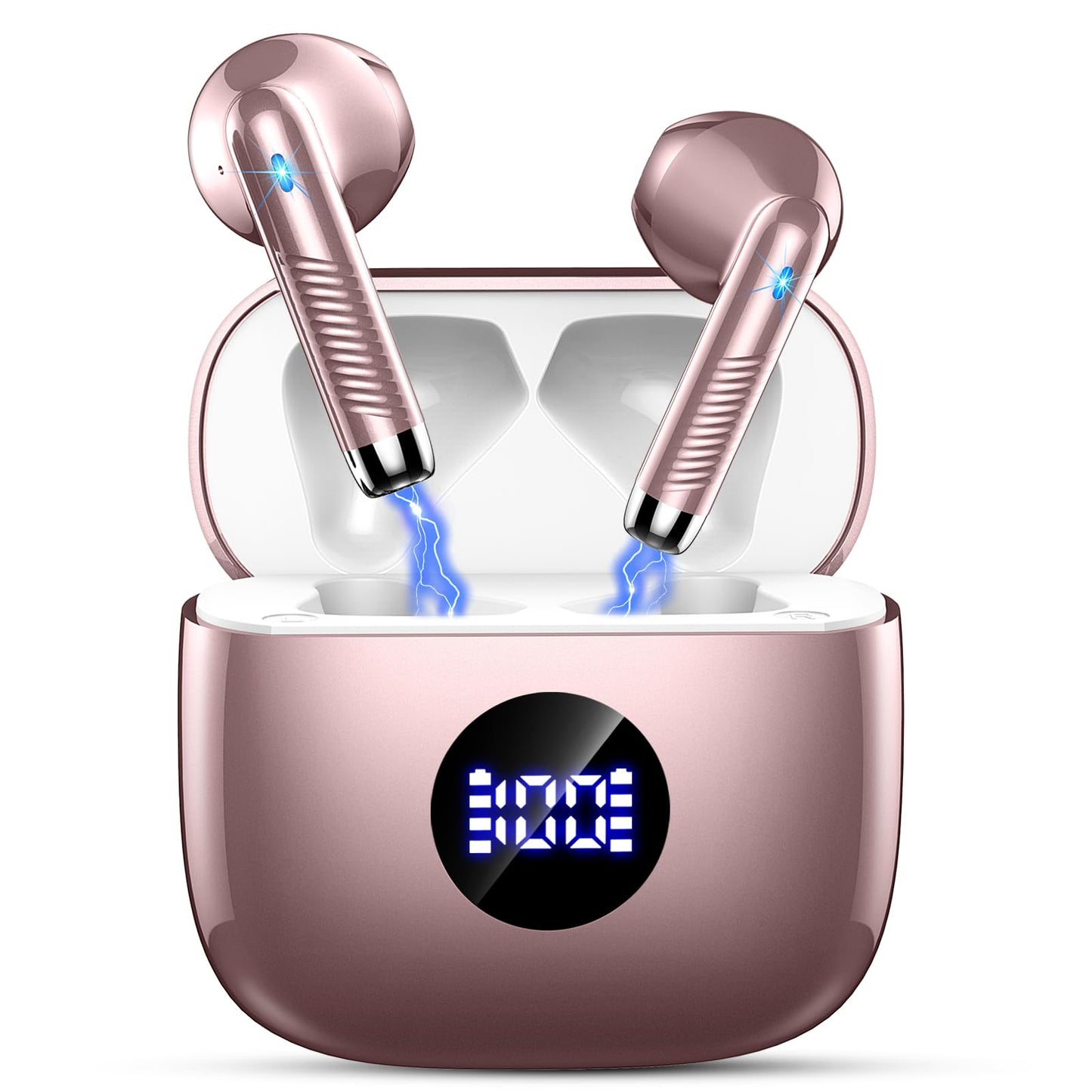 Wireless Earbuds, Bluetooth 5.4 Ear Buds LED Power Display Headphones Bass Stereo, Bluetooth Earbuds in-Ear Noise Cancelling Mic, 40H Playback Mini Case IP7 Waterproof Sports Earphones for Android iOS