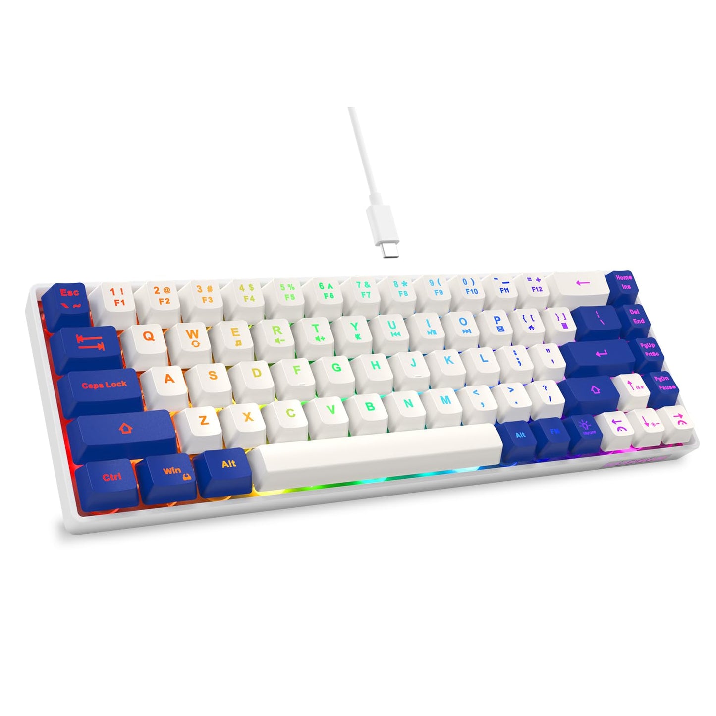 65% Gaming Keyboard, Wired Backlit Mini Keyboard, Ultra-Compact Anti-Ghosting No-Conflict 68 Keys Membrane Gaming Wired Keyboard for PC Laptop Windows Gamer