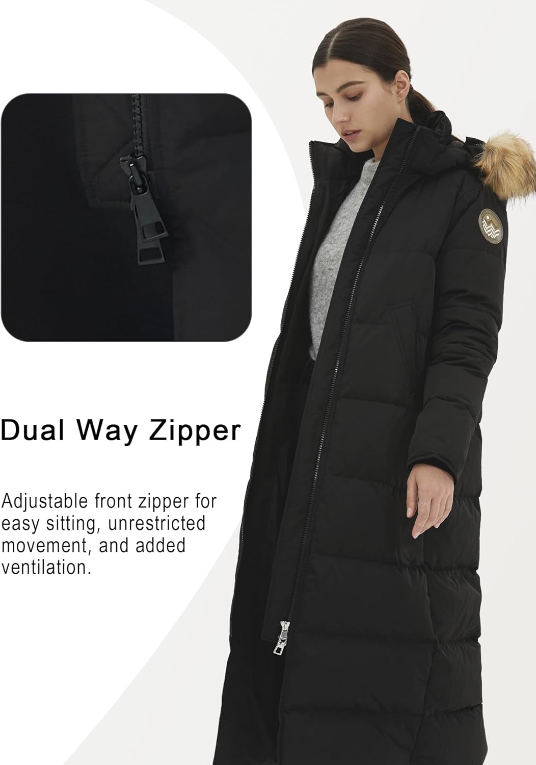 Fitouch Women's Waukee Long Down Coat Parka Jacket | 750+ Fill Power | Full-Length