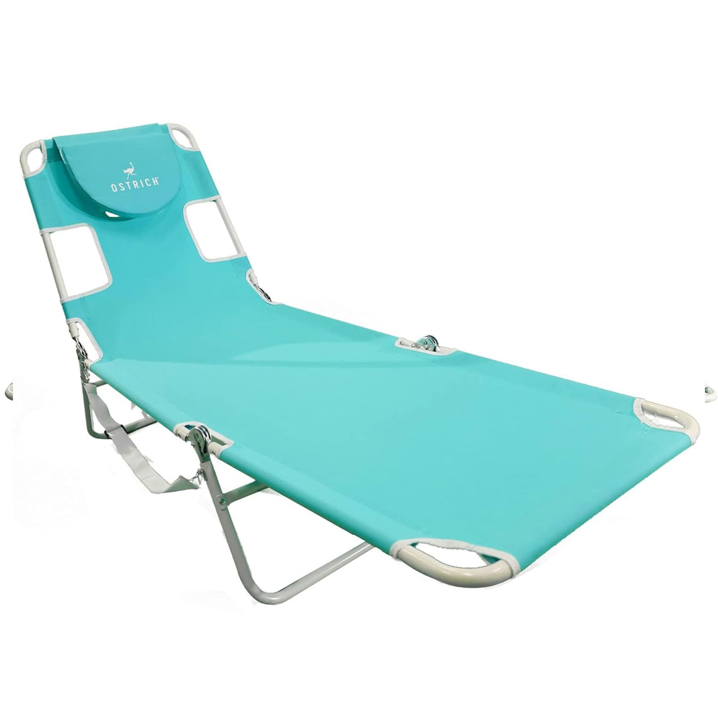 Ostrich Folding Beach Lounge Chair, Reclining Outdoor Chaise Lounger, Teal