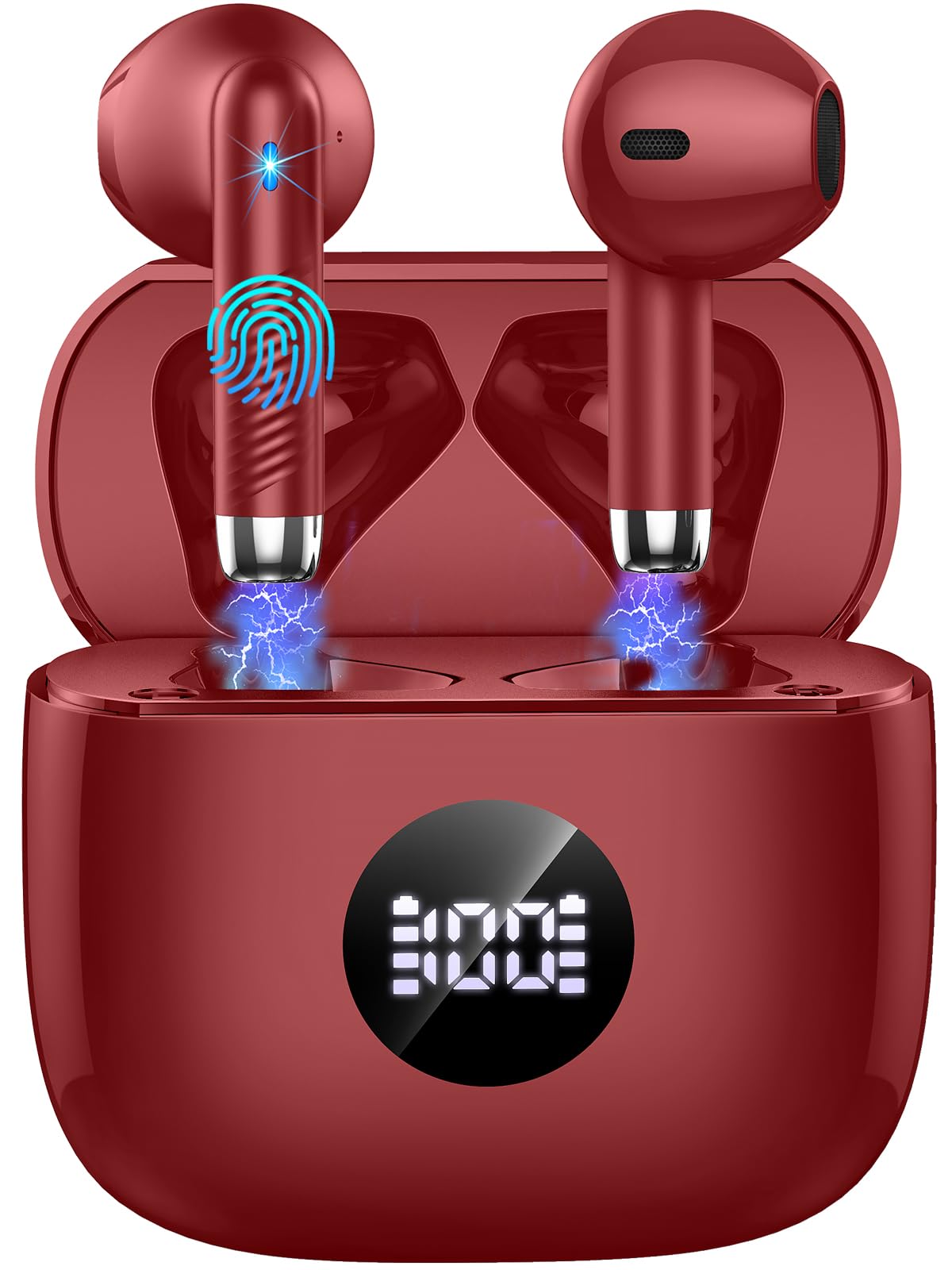 Wireless Earbuds, Bluetooth 5.4 Ear Buds LED Power Display Headphones Bass Stereo, Bluetooth Earbuds in-Ear Noise Cancelling Mic, 40H Playback Mini Case IP7 Waterproof Sports Earphones for Android iOS