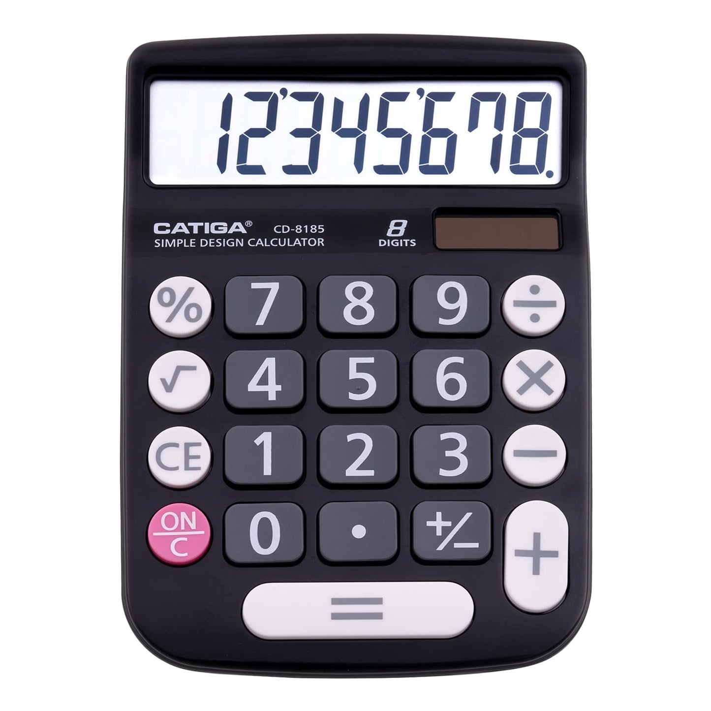 CATIGA Desktop Calculator 8 Digit with Solar Power and LCD Display, Big Buttons, for Home, Office, School, Class and Business, 4 Function Small Basic Calculators for Desk, CD-8185