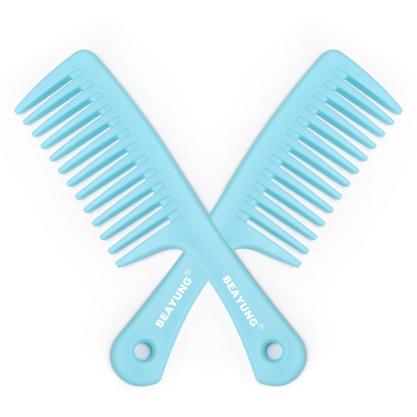 2PCS Large Wide Tooth Comb, Shower Combs, Hair comb for wet curly hair, Durable Hair Brush for Best Styling and Professional Hair Care(2Black)