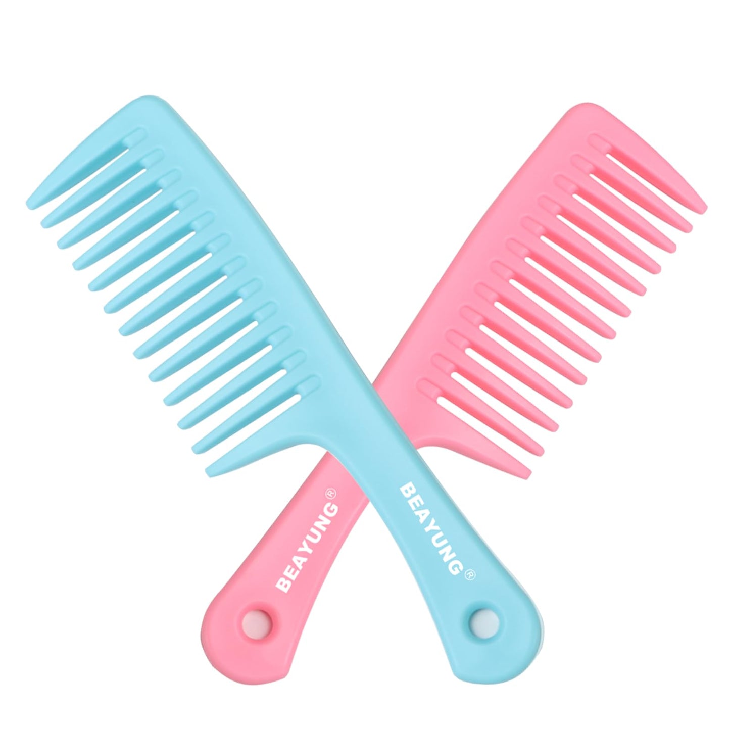 2PCS Large Wide Tooth Comb, Shower Combs, Hair comb for wet curly hair, Durable Hair Brush for Best Styling and Professional Hair Care(2Black)