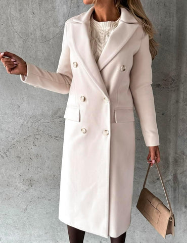 IDEALSANXUN Womens Long Wool Coat Double Breasted Trench Coat Fall Winter Clothes