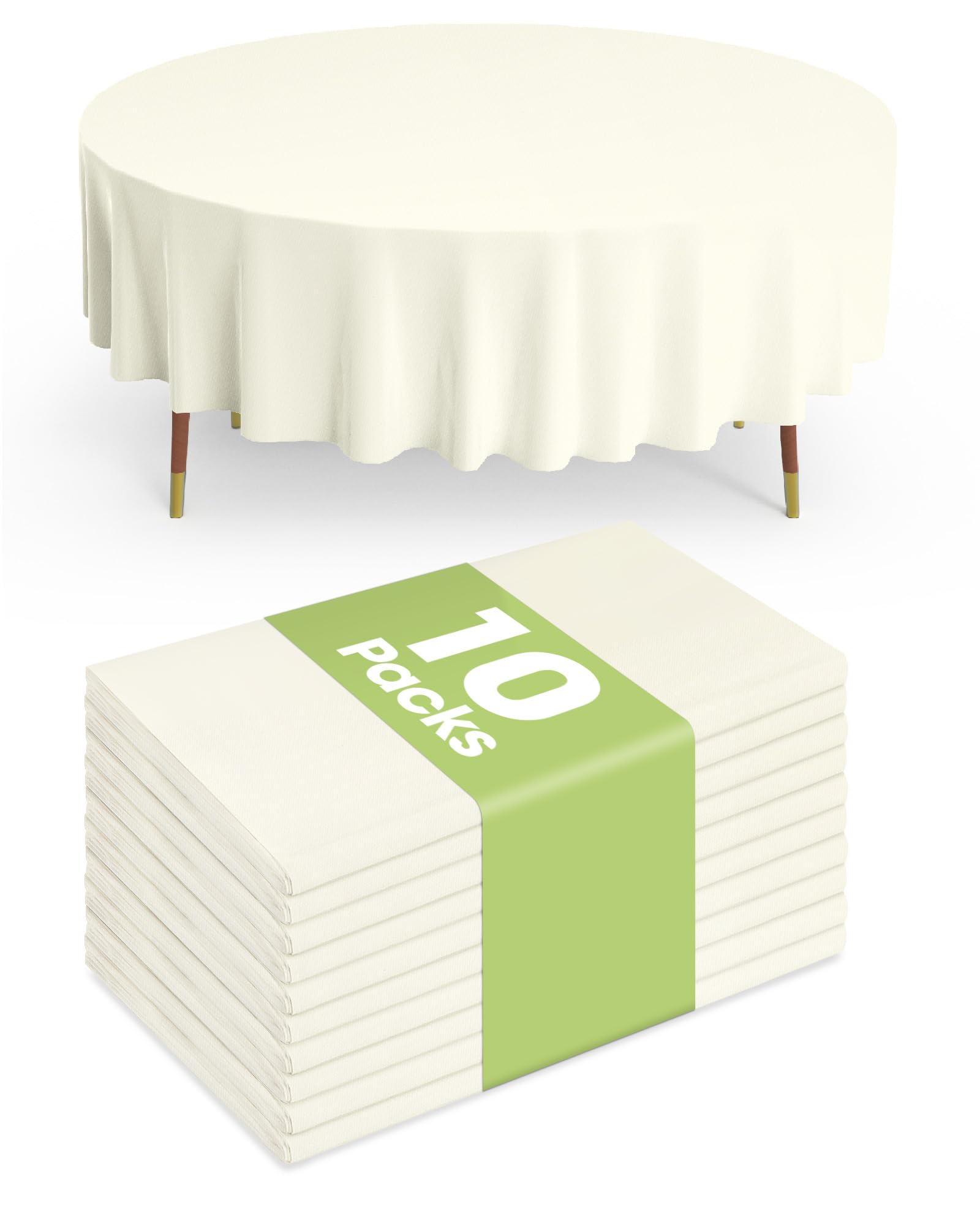 Pureegg Plastic Table Cloth Disposable 10 Pack, 54 x 108 Inch Table Cloths, Party, Picnic, Wedding, Decorative Tablecloths, Rectangle, White Plastic Cover, Leakproof & Sturdy, White