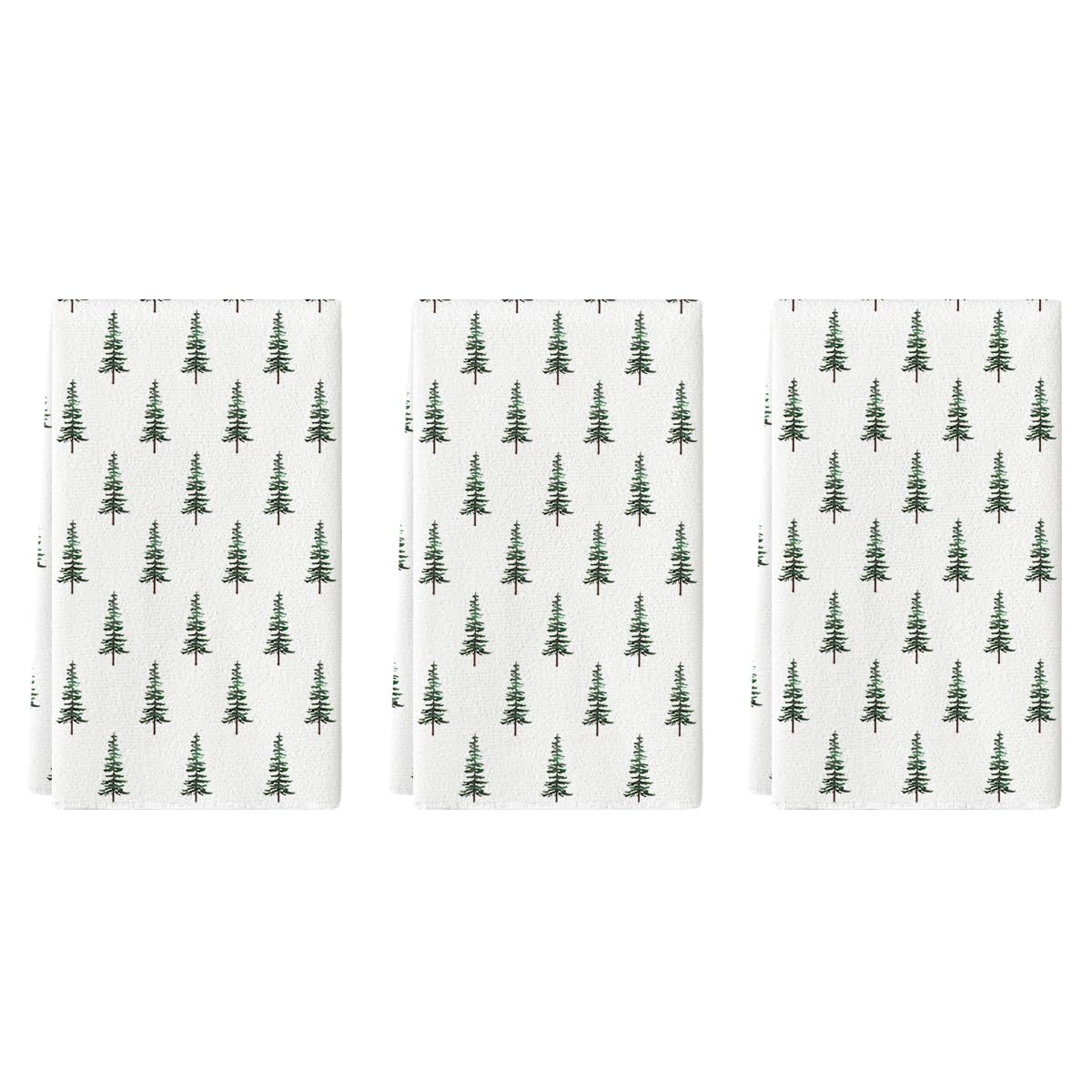Artoid Mode Wood Xmas Tree Christmas Kitchen Towels Dish Towels, 18x26 Inch Farmhouse Holiday Winter Decoration Cleaning Set of 2