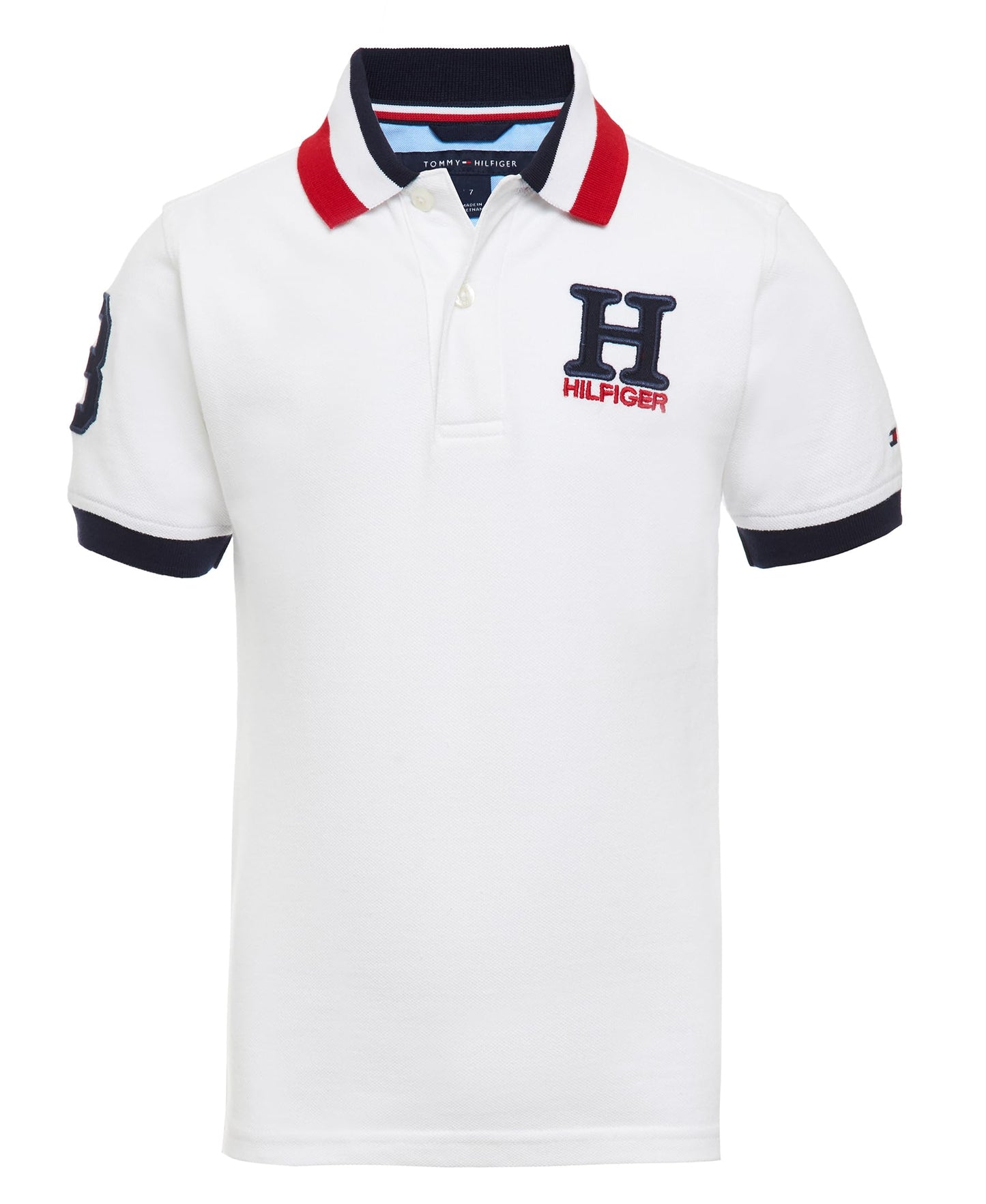 Tommy Hilfiger Boys' Short Sleeve Premium Pique Polo Shirt, Button Closure, Soft & Comfortable