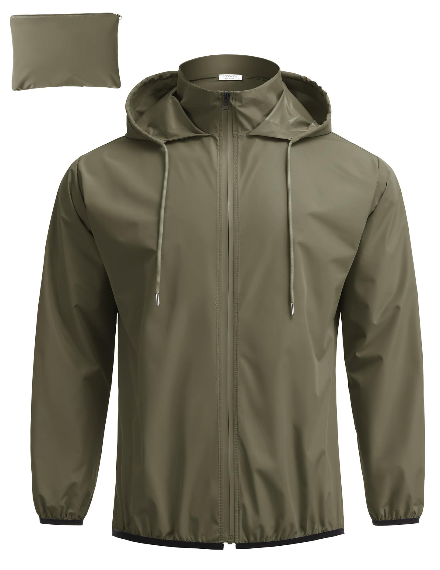 COOFANDY Men's Packable Rain Jacket Lightweight Waterproof Raincoat with Hood Travel Hiking Golf Windbreaker