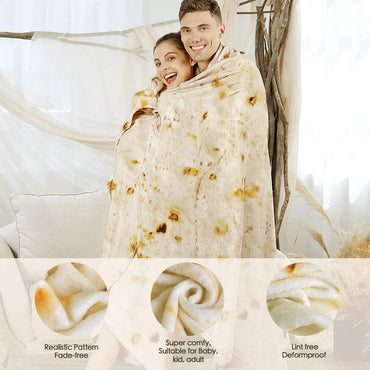 Admitrack Tortilla Blanket, Funny Realistic Round Burrito Throw for Adults & Kids (Double Sided)