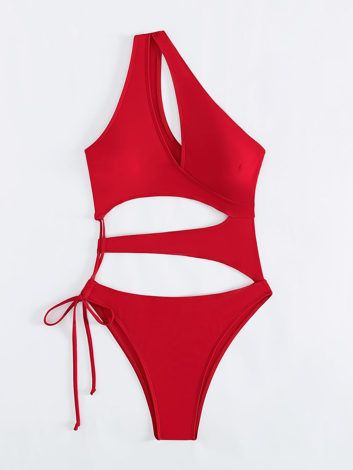 Limeeke Women's One Shoulder One Piece Swimsuit Sexy Cutout Swimwear Hollow Out High Cut Bathing Suit