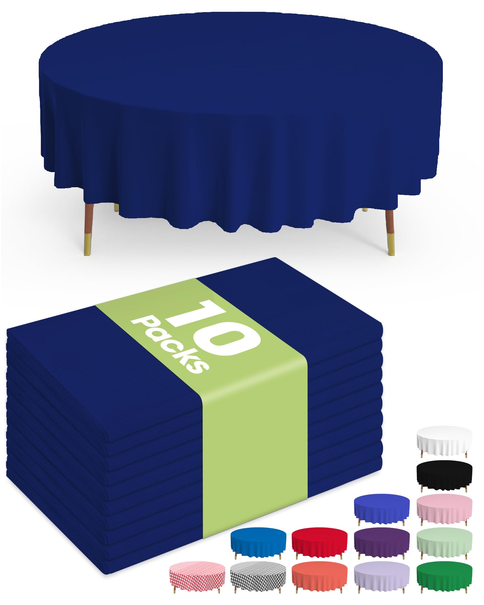 Pureegg Plastic Table Cloth Disposable 10 Pack, 54 x 108 Inch Table Cloths, Party, Picnic, Wedding, Decorative Tablecloths, Rectangle, White Plastic Cover, Leakproof & Sturdy, White