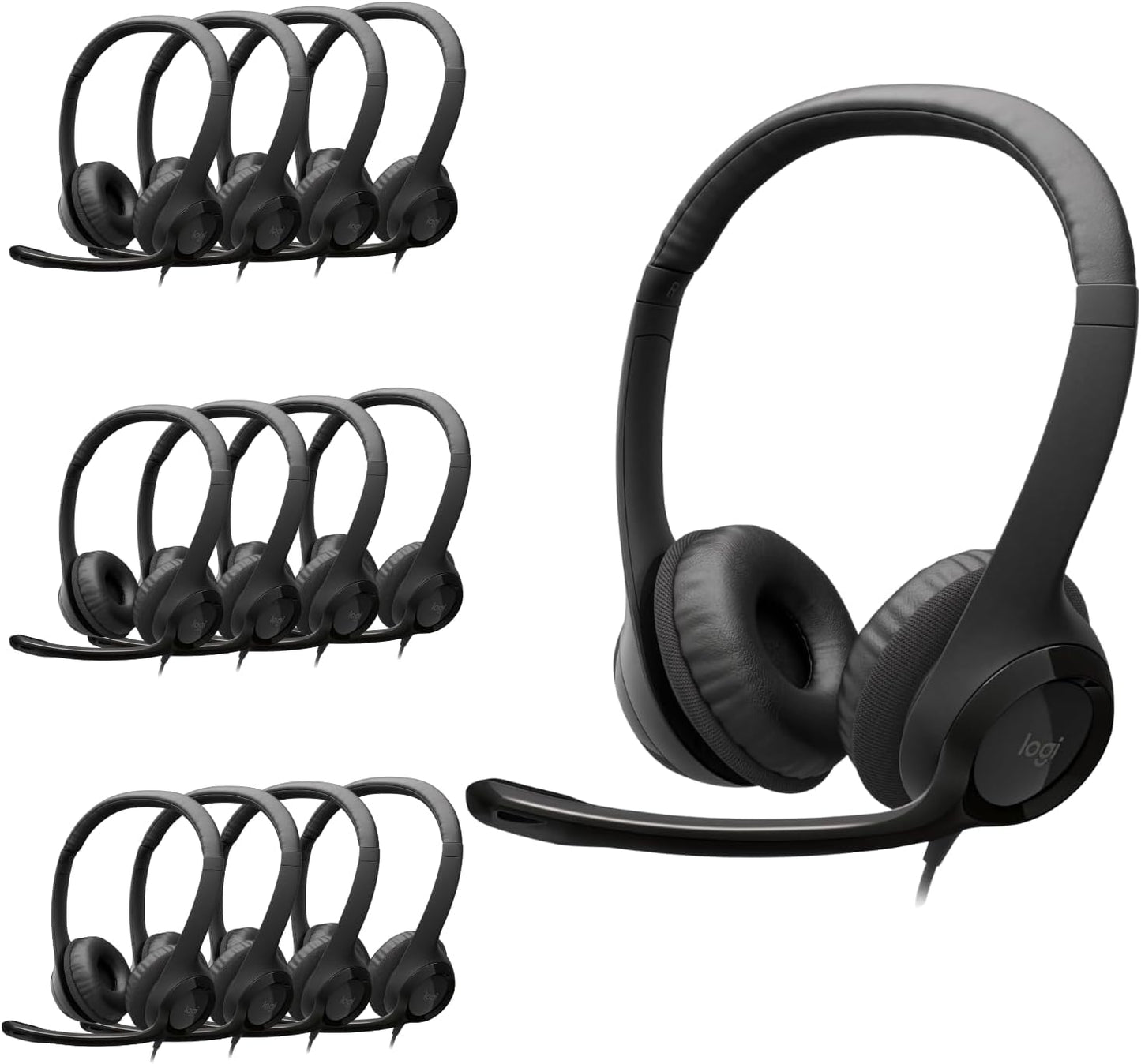 Logitech H390 Gaming Headphones, Wired Headphones with Mic, USB Headset with Microphone for PC, Noise Cancelling Microphone for Video Meetings, Music, Gaming - Black