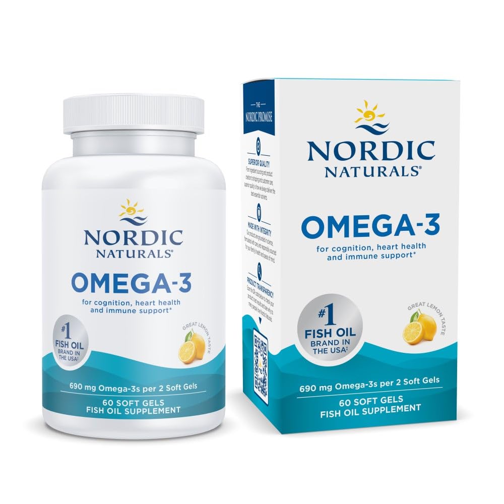 Nordic Naturals Omega-3, Lemon Flavor - 90 Soft Gels - 690 mg Omega-3 - Fish Oil - EPA & DHA - Immune Support, Brain & Heart Health, Optimal Wellness - Non-GMO - 45 Servings
