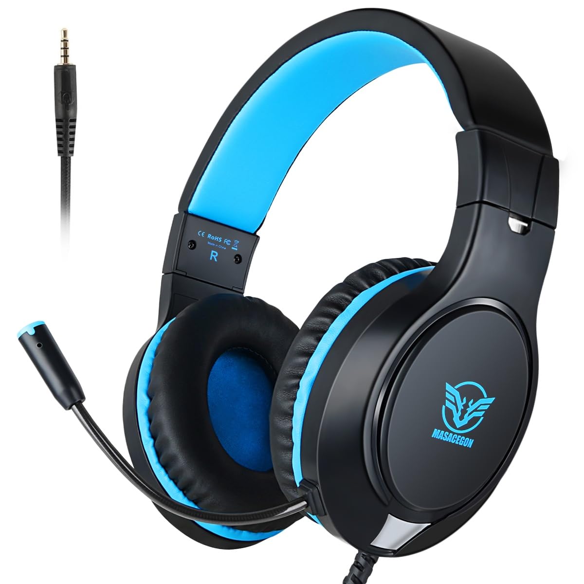 H-10 Gaming Headset for PS4, Xbox One, PC, PS5, Nintendo Switch, Stereo Wired Noise Cancelling Over Ear Headphones with Mic for Kids Adults, Bass Surround, Soft Memory Earmuffs, Pink