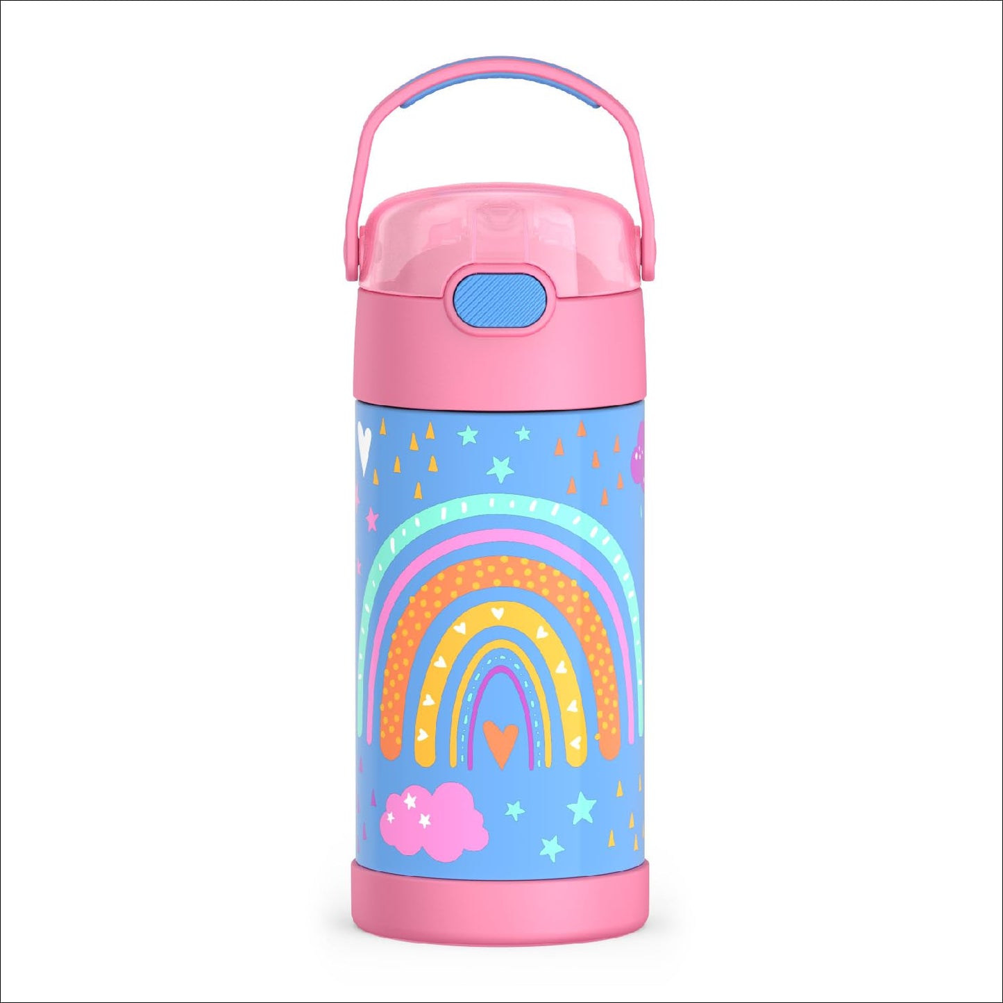 THERMOS FUNTAINER Water Bottle with Straw - 12 Ounce - Kids Stainless Steel Vacuum Insulated Water Bottle with Lid, Mod Flowers