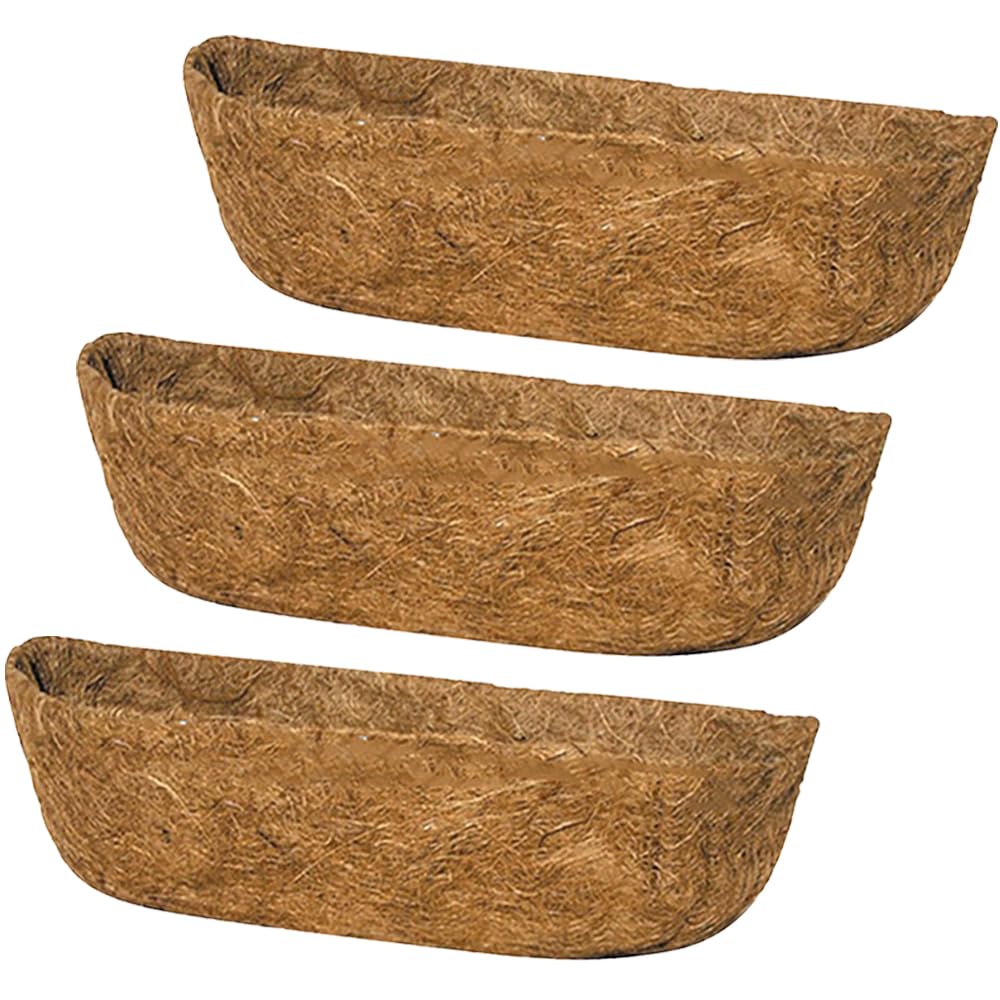3Pcs 36“ Coco Liners for Planters, Pre-Formed Trough Coconut Fiber Liner Replacement for Window Box, Fence Flower Baskets, Garden Flower Pot (36 inch 3PCS)