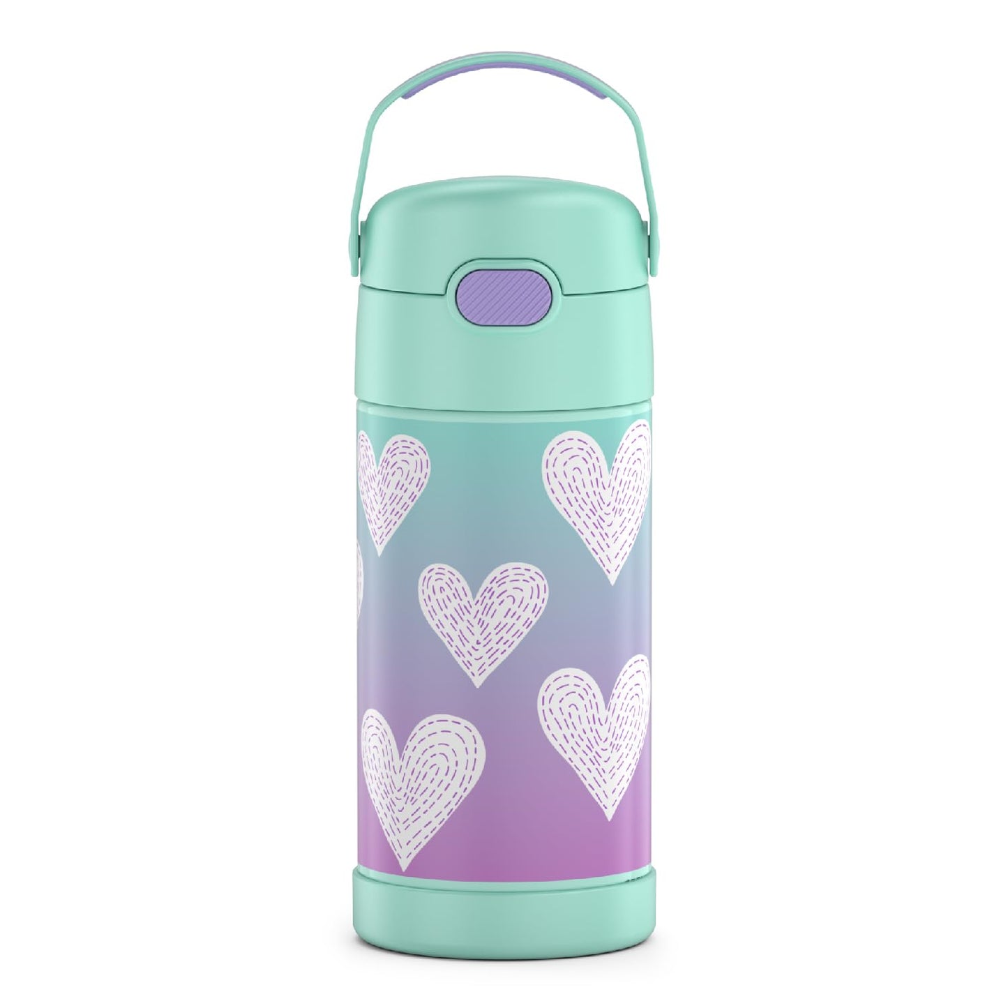 THERMOS FUNTAINER Water Bottle with Straw - 12 Ounce - Kids Stainless Steel Vacuum Insulated Water Bottle with Lid, Mod Flowers