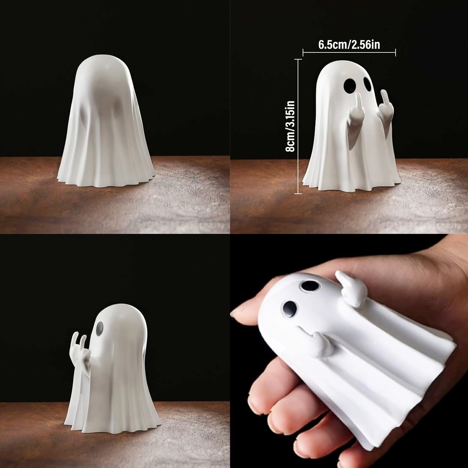 Halloween Ghost Figurine - Halloween Decor Indoor, Cute Finger Ghost Ornaments, Spooky Ghost Decorations, Funny Coffee Table Centerpieces, Home Office Decor