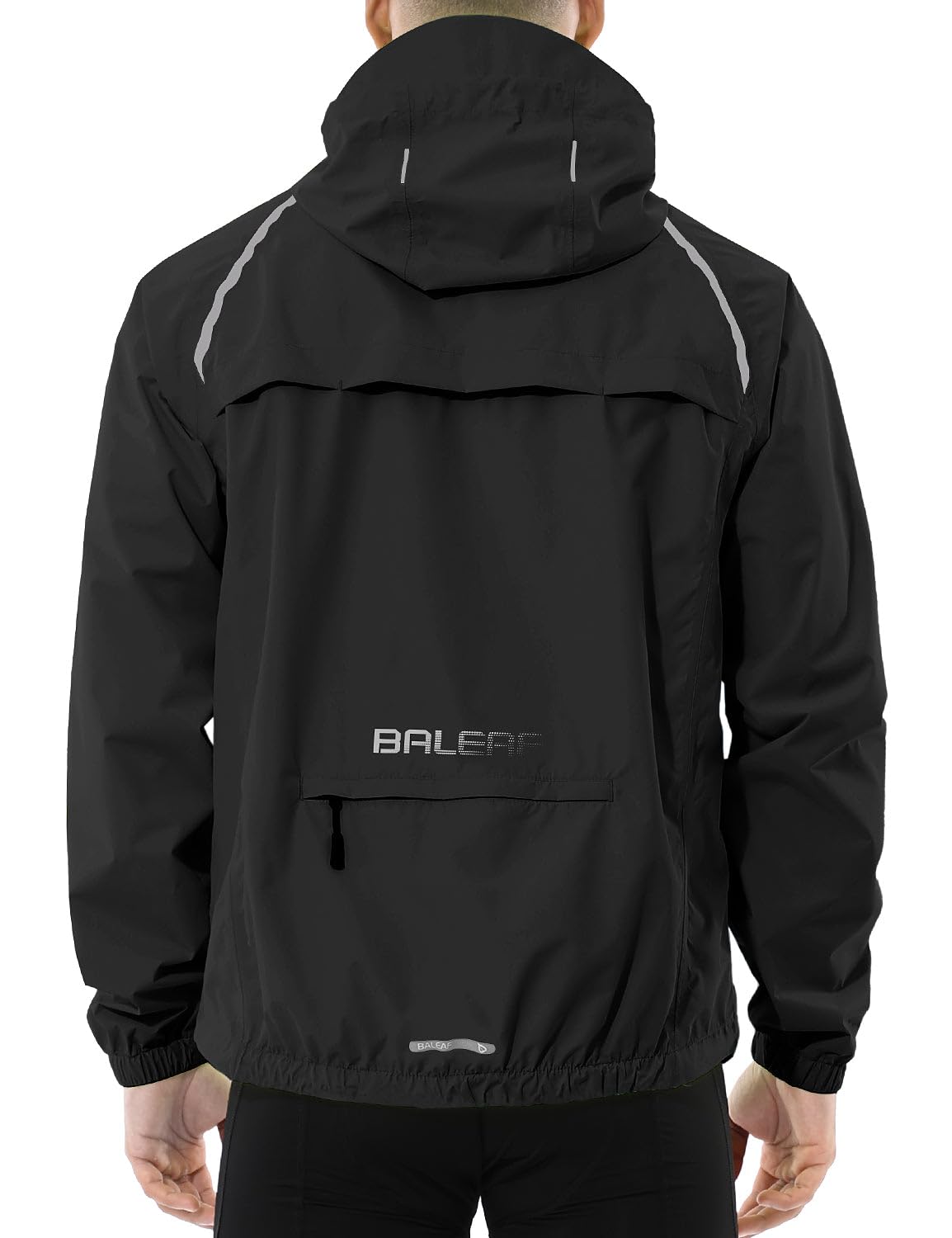 baleaf Men's Rain Jacket Waterproof Windbreaker Running Cycling Golf Hiking Gear Hood Lightweight Reflective Packable
