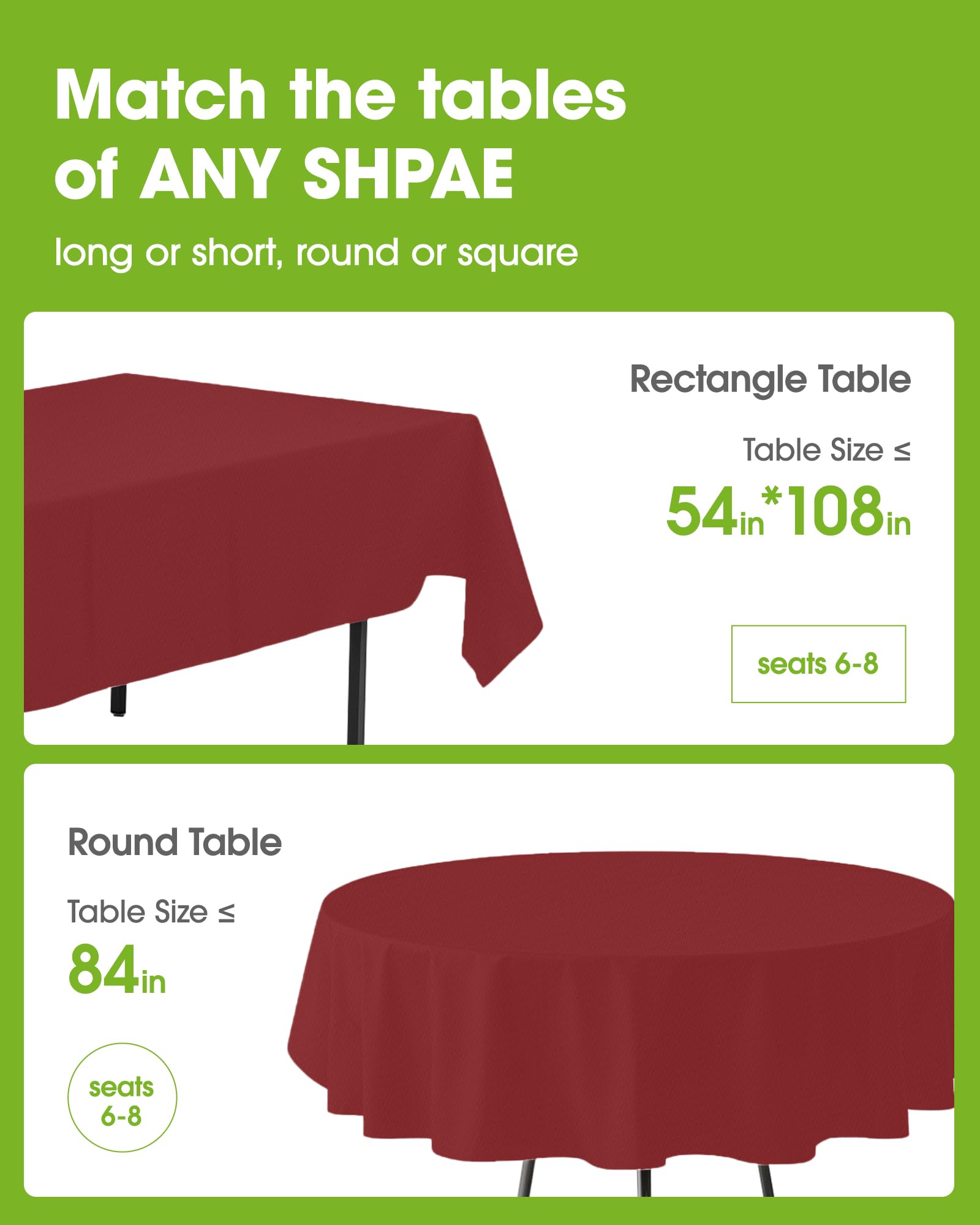 Pureegg Plastic Table Cloth Disposable 10 Pack, 54 x 108 Inch Table Cloths, Party, Picnic, Wedding, Decorative Tablecloths, Rectangle, White Plastic Cover, Leakproof & Sturdy, White