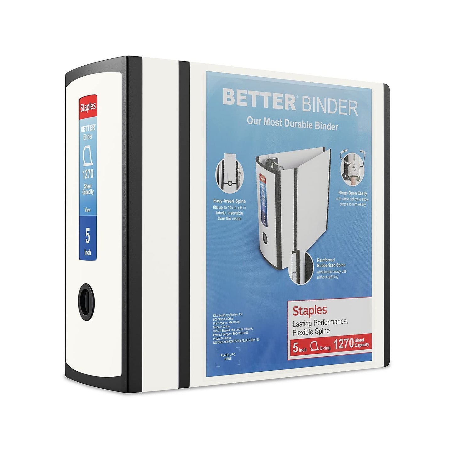 STAPLES 3 Inch BetterView Binder with D-Rings (Teal)