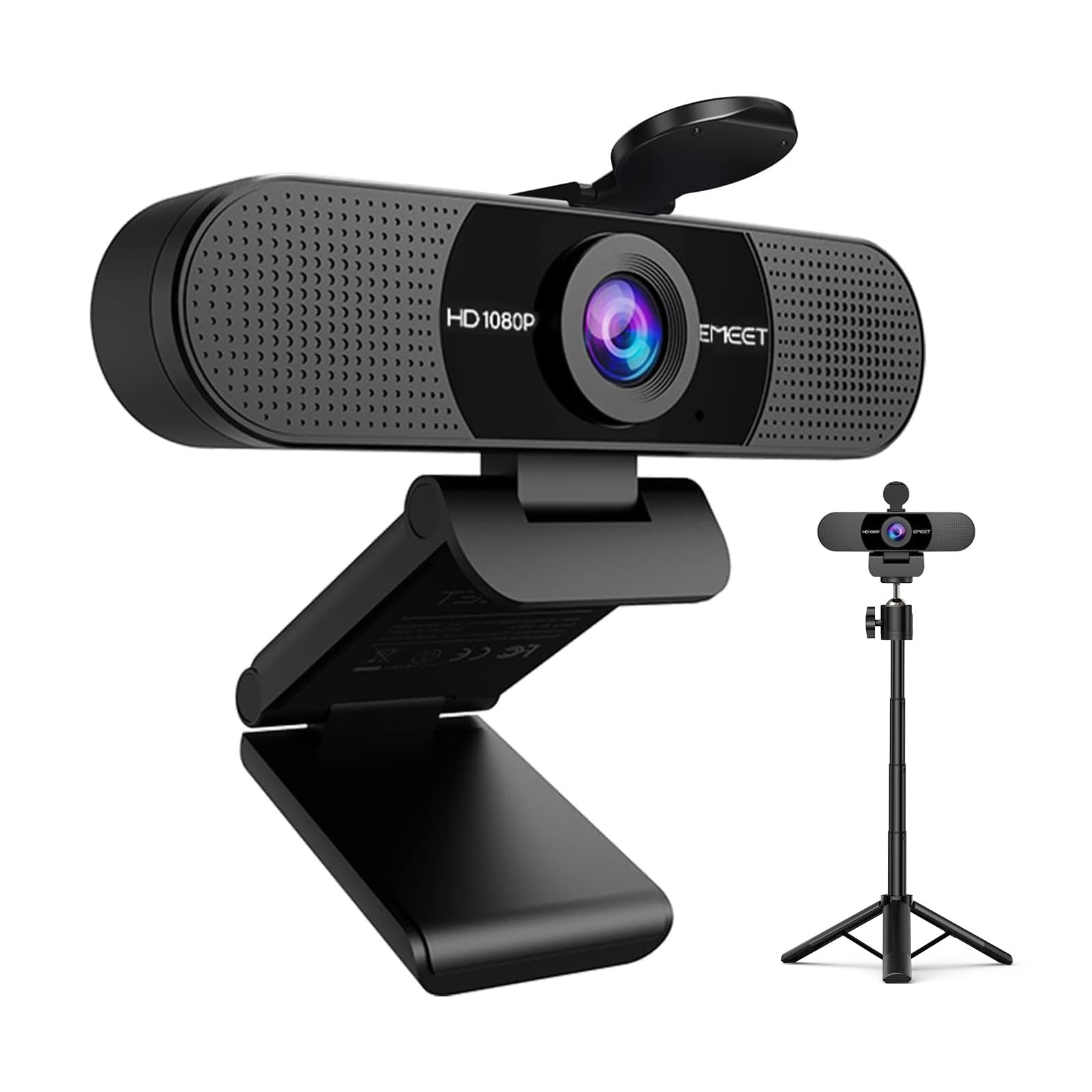 EMEET 1080P Webcam with Microphone, C960 Web Cam, 2 Mics, 90° FOV, USB Type-A & A-to-C Adapter, Plug&Play Computer Camera for Online Calling, Zoom/Teams/Facetime, Switch 2 Camera Support, 2025 Version