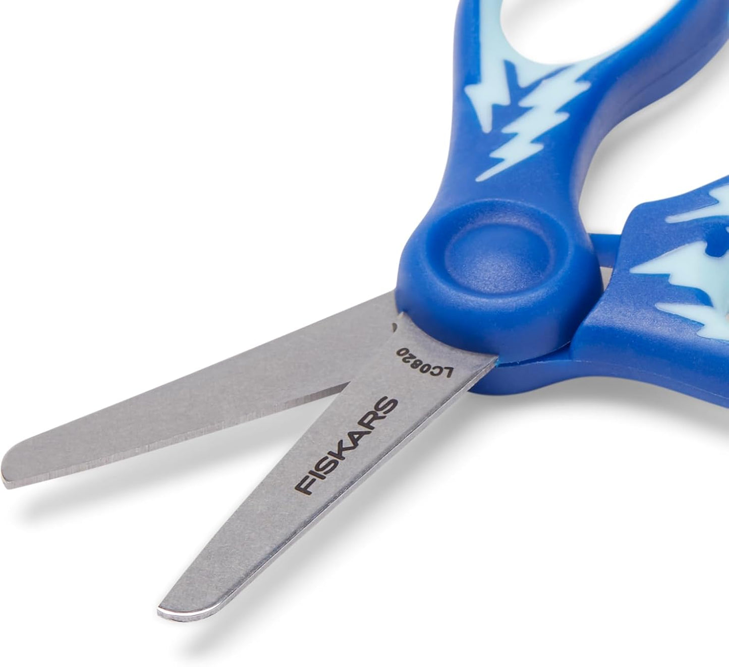Fiskars 5" SoftGrip Blunt-Tip Scissors for Kids Ages 4-7, Scissors for School or Crafting, Back to School Supplies, Blue Lightning