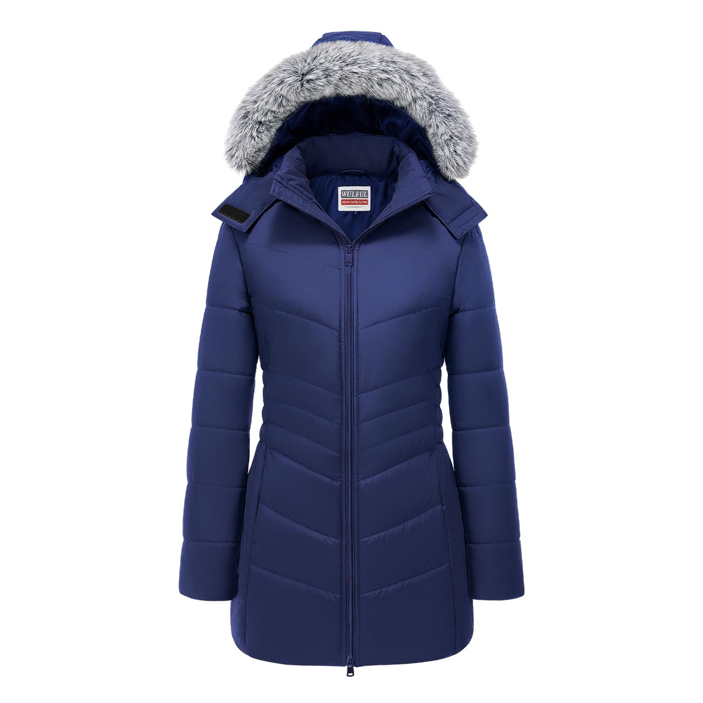 WULFUL Women's Winter Coats Long Warm Thicken Puffer Jackets Outwear With Removable Fur Hood