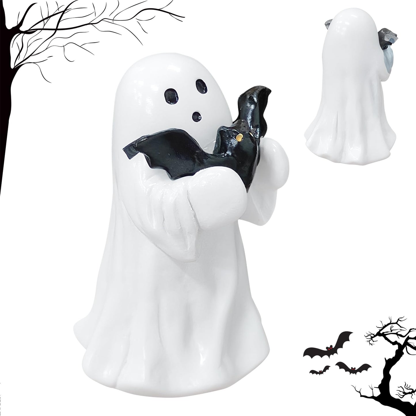 Halloween Ghost Figurine-Spooky & Cute Ghost Statue for Home, Desk, Party Decor | FunnyGhost Halloween Decor Indoor