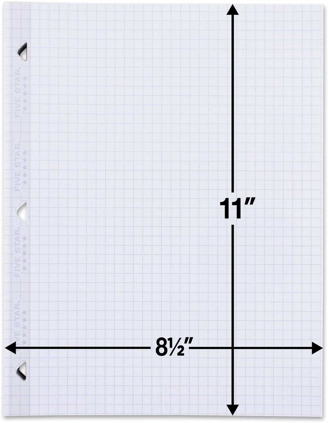 Five Star Loose Leaf Paper, Notebook Paper, Graph Paper, Reinforced Filler Paper, Fights Ink Bleed, 8.5 x 11, 100 Sheets/pack (3 count)