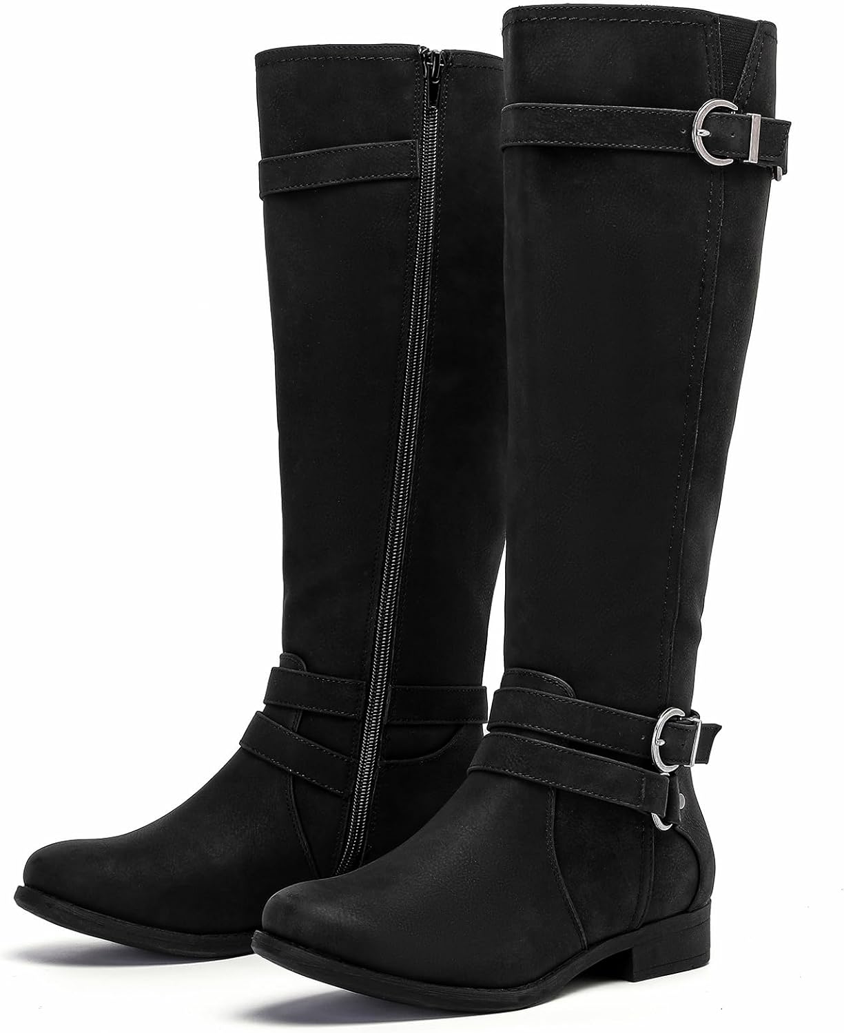 Women's Knee High Boots Classic Comfort Riding Combat Boot Round Toe Side Zipper Long Tall Fall Winter Boots for Women.