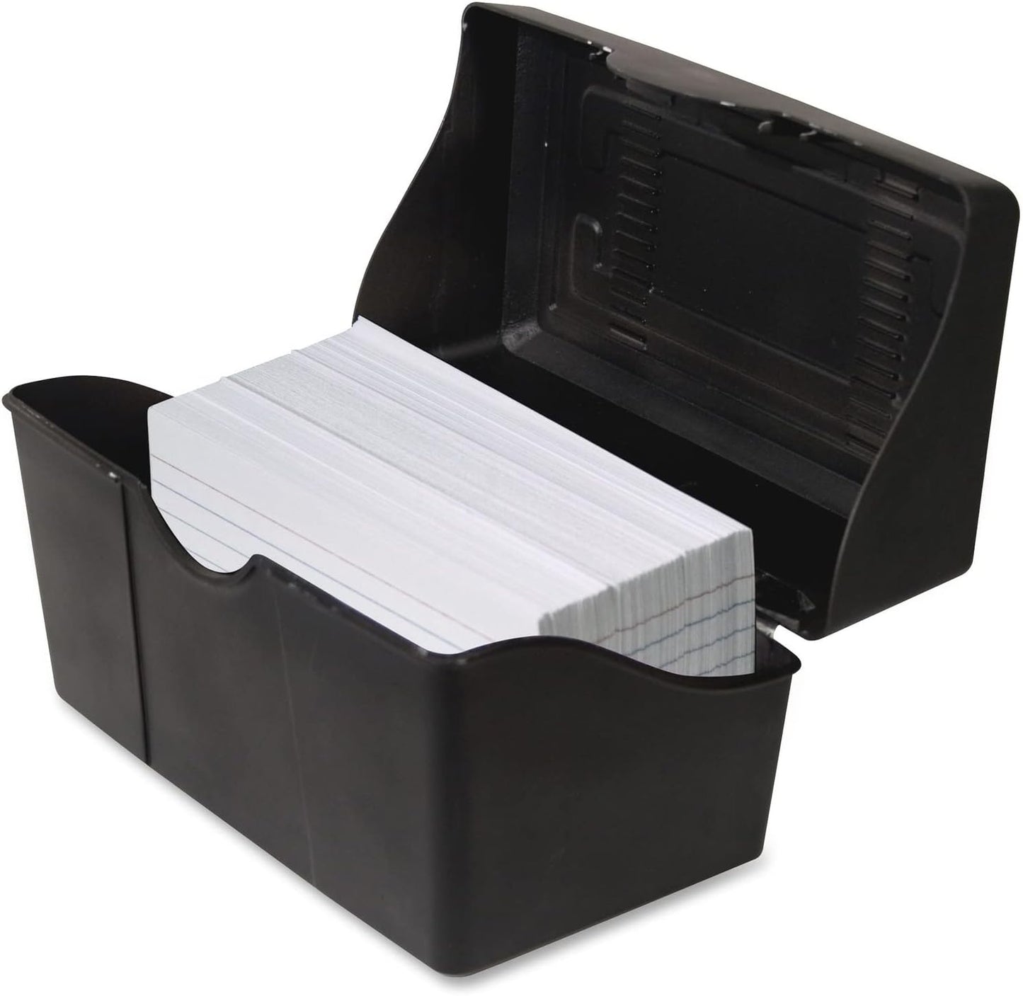 Advantus Stackable Flip Top 3 x 5 Index Card Holder, 300 Card Capacity Box, Black, 3.5 H x 5.5 L x 3 W Inches, 45001