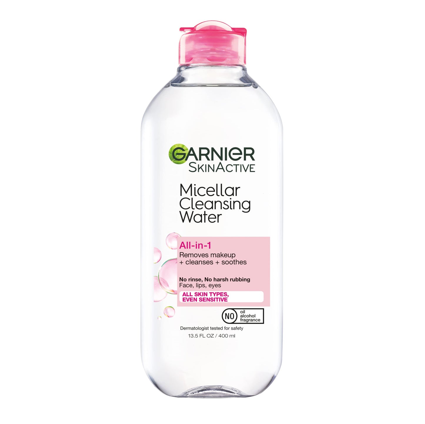 Garnier Micellar Cleansing Water, All-in-1 Makeup Remover and Facial Cleanser, For All Skin Types, 3.4 Fl Oz (100mL), 1 Count (Packaging May Vary)