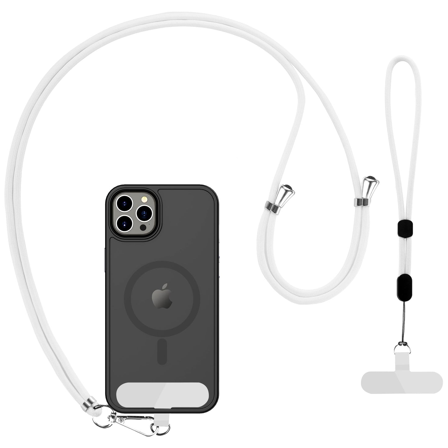 CACOE Cell Phone Lanyard 2 Pcs-1 Pcs Adjustable Neck Strap,1 Pcs Wrist Strap,2 Pcs Pads,Universal Crossbody,Multifuctional Compatible with Most Smartphones(Black)