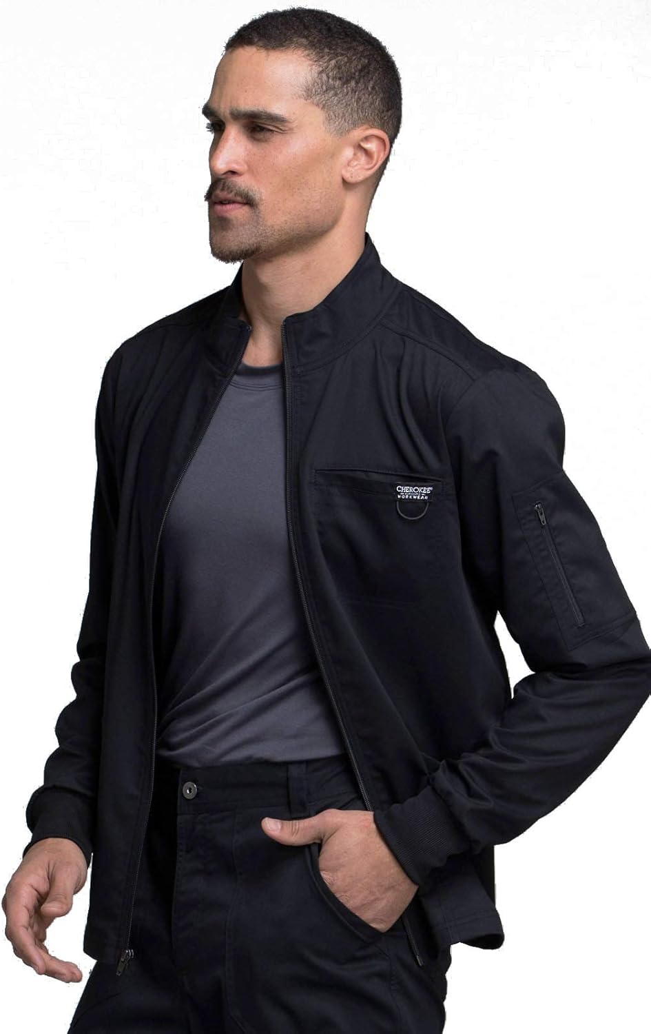 Cherokee Men Warm up Scrub Jacket with Zip Front WW320