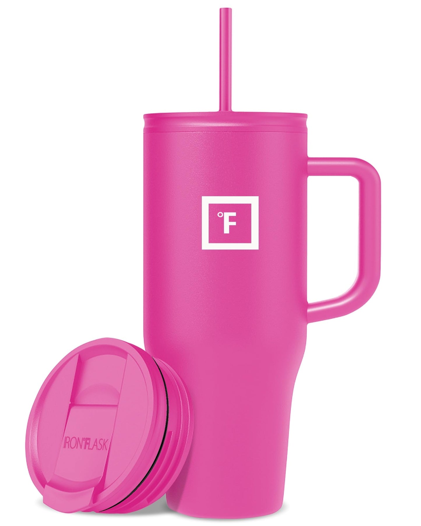 IRON °FLASK Co-Pilot Insulated Mug w/Straw & Flip Cap Lids - Cup Holder Bottle for Hot, Cold Drink - Leak-Proof - Water, Coffee Portable Travel Mug - Aurora, 40 Oz