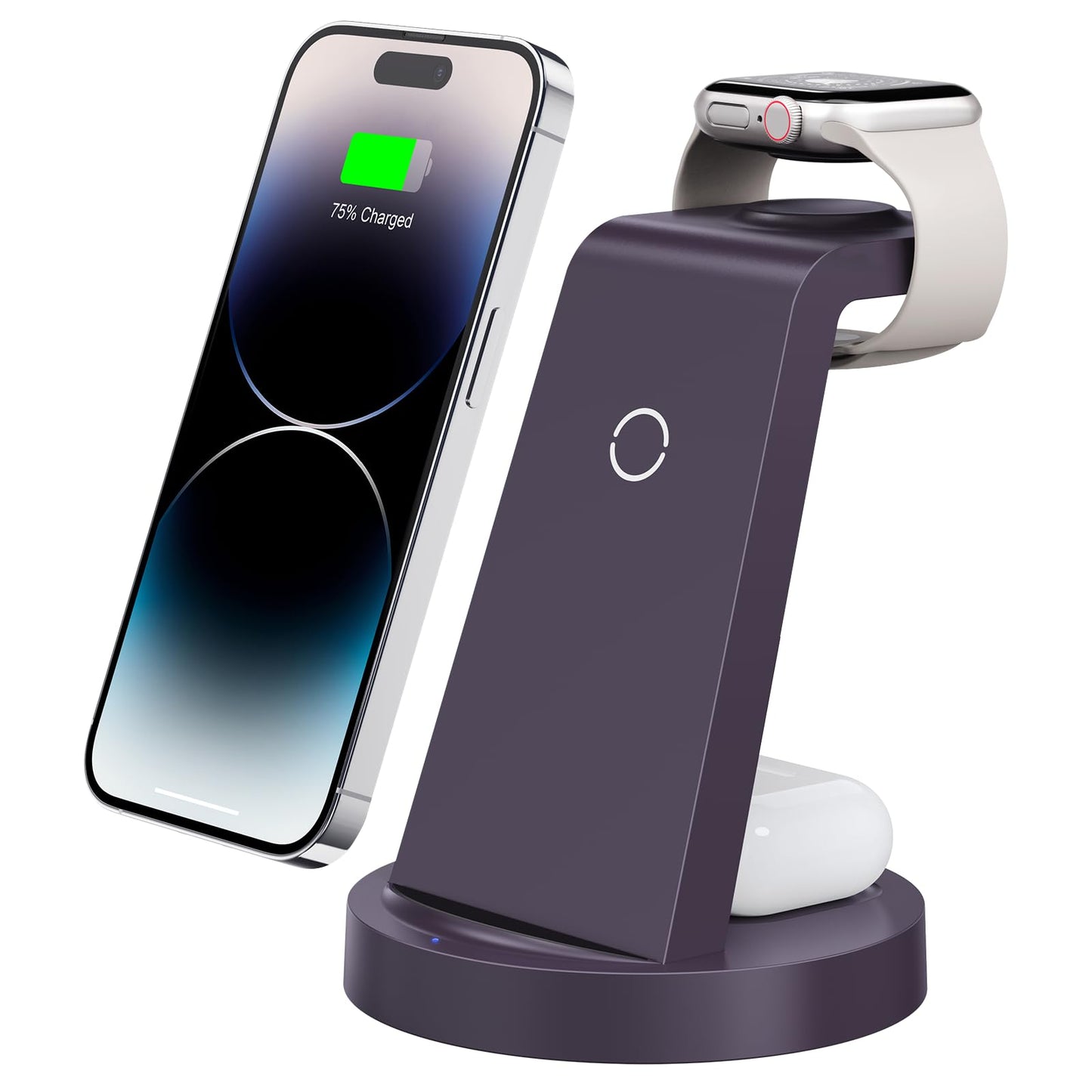 3 in 1 Charging Station for iPhone, Wireless Charger for iPhone 16e 16 15 14 13 12 11 X Pro Max & Apple Watch - Wireless Charging Station for AirPods 4 3 Pro