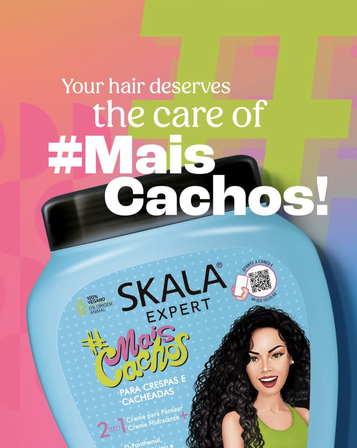 SKALA Mais Cachos for hair type 3ABC - 2 IN 1 Conditioning Treatment Cream & Cream To Comb 35.2oz, BLUE
