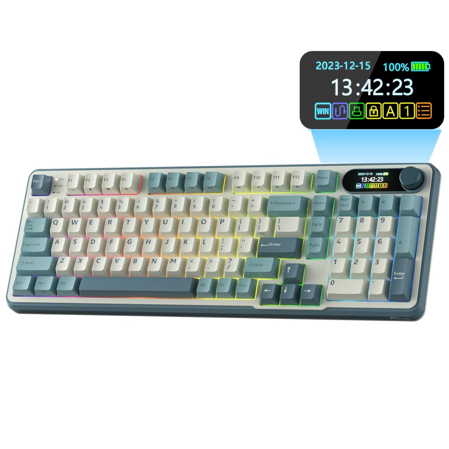 RK ROYAL KLUDGE S98 Mechanical Keyboard w/Smart Display & Knob, Top Mount 96% Wireless Mechanical Keyboard BT/2.4G/USB-C, Hot Swappable, Software Support, Creamy Sounding, 98 Keys